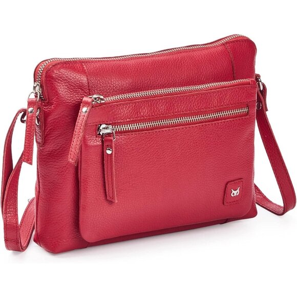 Women Red Imported Leather Polyester Crossbody Sling Shoulder Crossover Bag - Picture 1 of 6